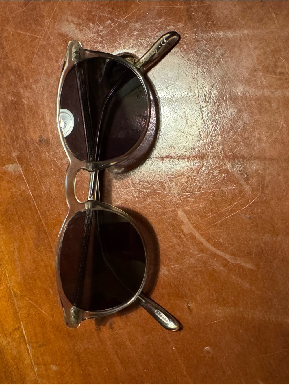 Oliver Peoples Riley Sun Round Transparent Gray Frame Sunglasses
